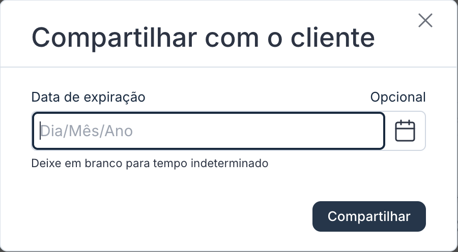Modal de compartilhamento
