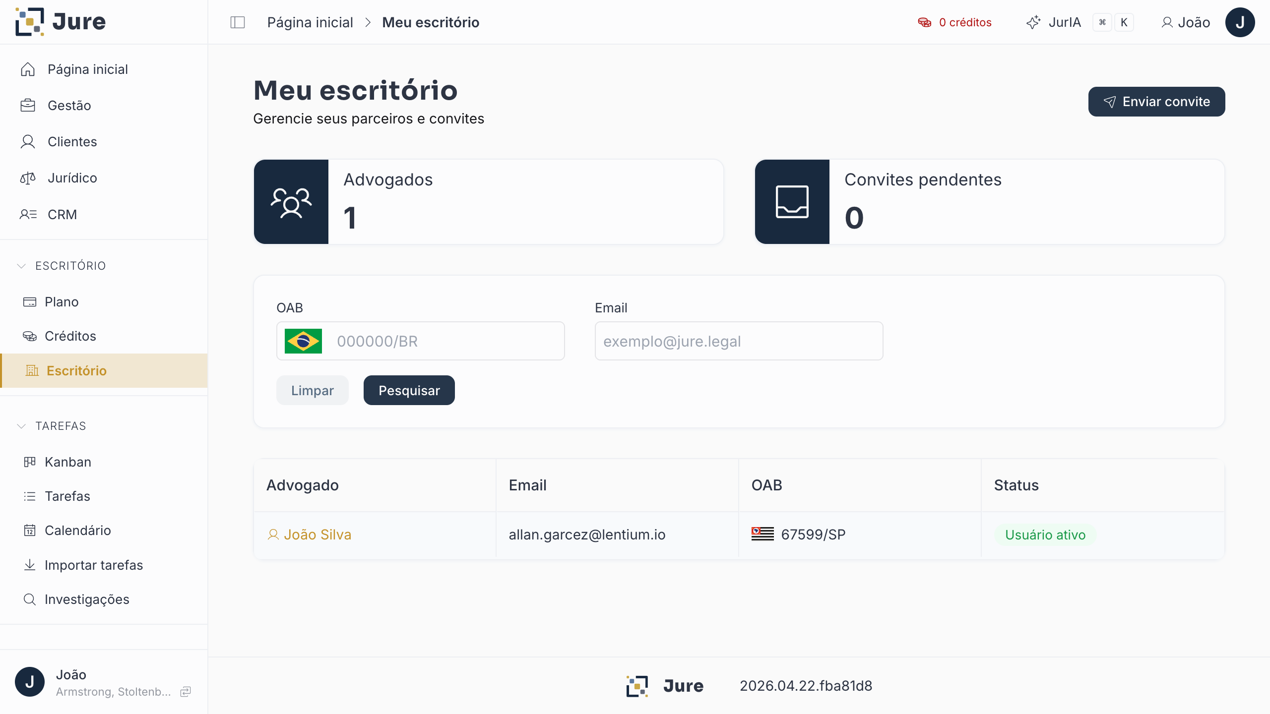 Lista de membros da equipe